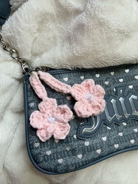 Crochet (By me) Pink Flower Keychain